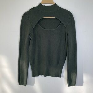 Y2K Ribbed Knit Mock Neck Cut Out Sweater size M